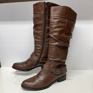 Spring Step Fernanda Riding Boots Size 42 10.5-11 Brown Leather Knee High Zipper